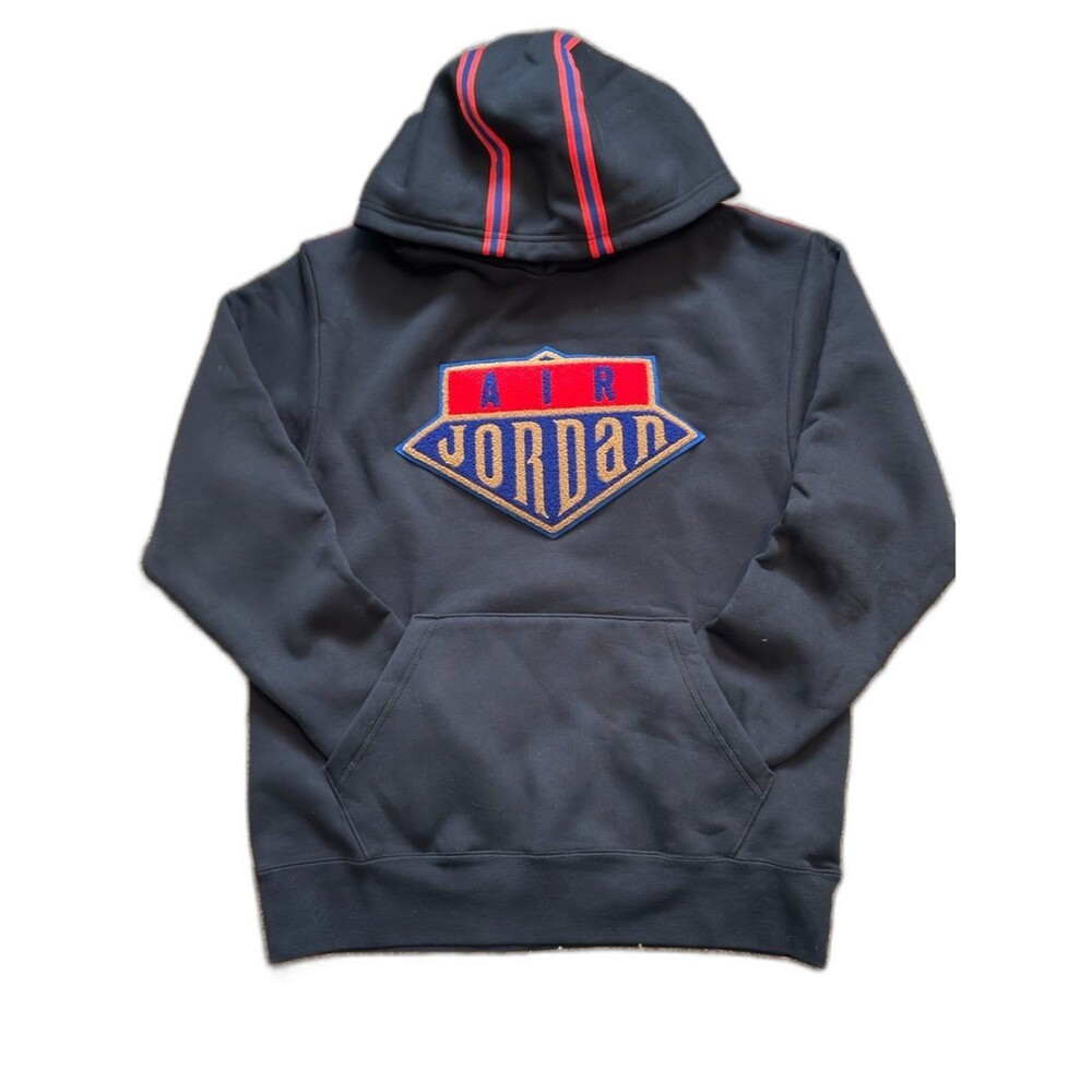 Jordan Sport DNA Hoodie Black Chenille Patch Logo Y2K Pullover Retro Mens M NWOT